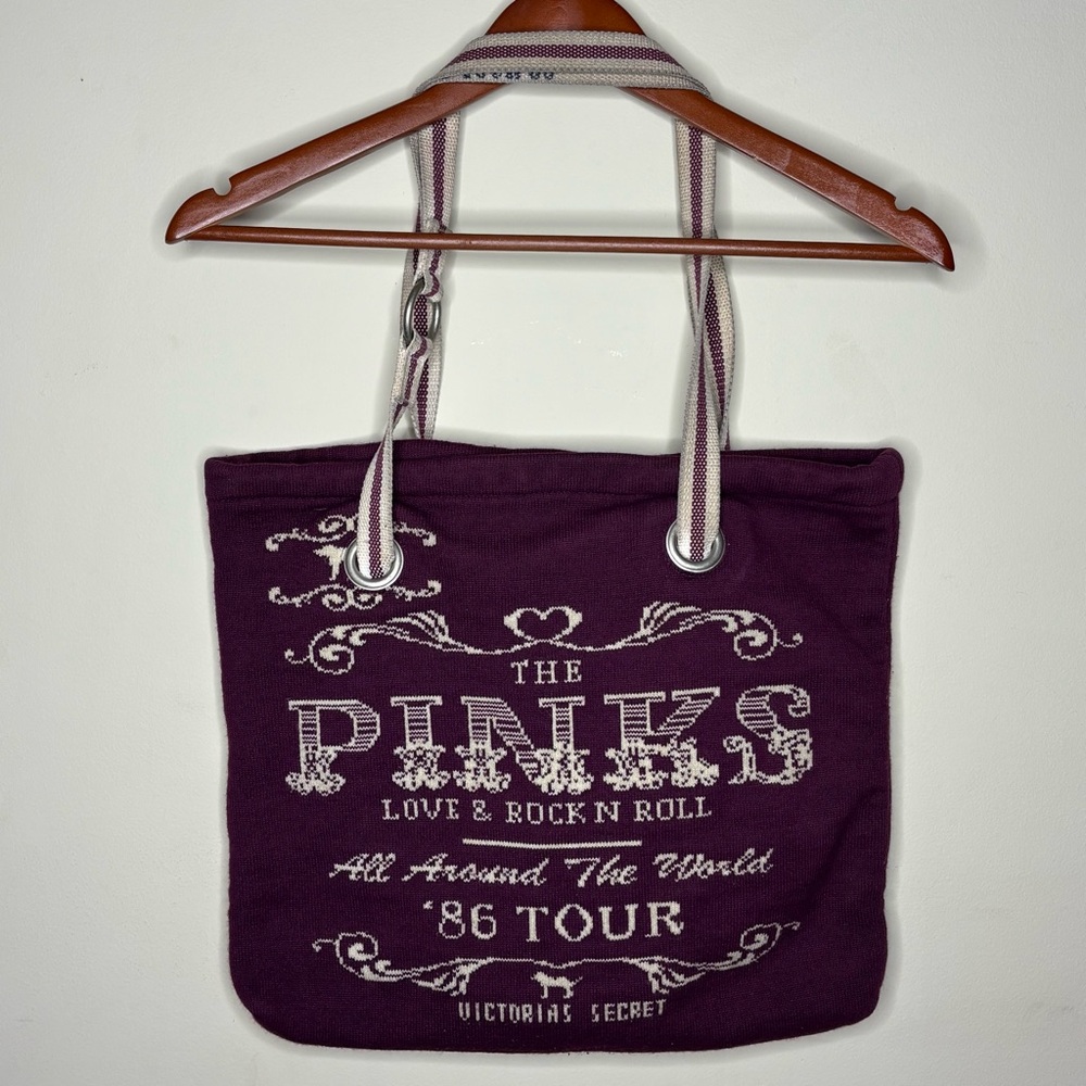 Victorias Secret PINK Purple Knit Y2K Tote Bag Purse